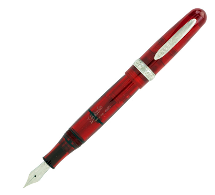 Stipula Etruria Rainbow Clear Red 14K Gold Fountain Pen