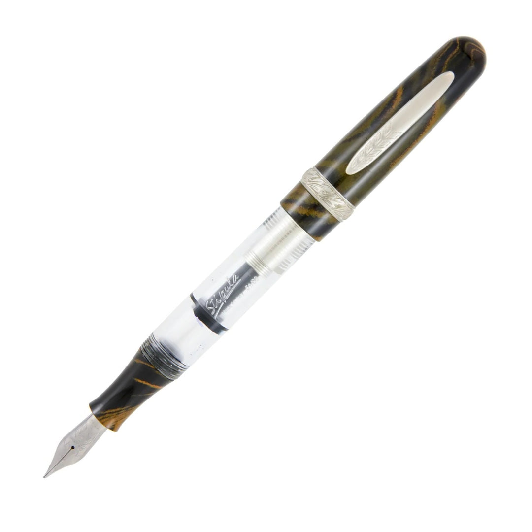 Stipula Etruria Rainbow Ebonite Yellow Fountain Pen, Titanium T-Flex Nib