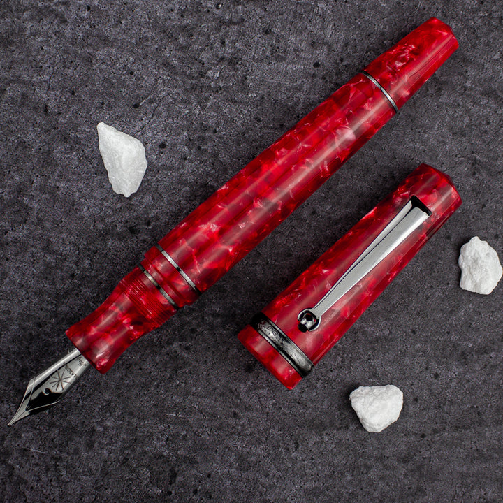 Maiora Aventus Amore Red Fountain Pen, Red & Ruthenium