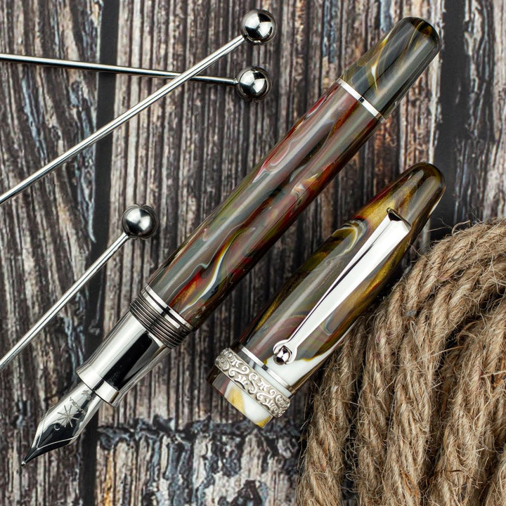 Maiora Ogiva Brown Chrome Trim, Fountain Pen