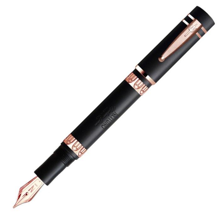 Nettuno 1911 Fountain Pen, Black Sands with Rose Gold Trim, Medium Nib