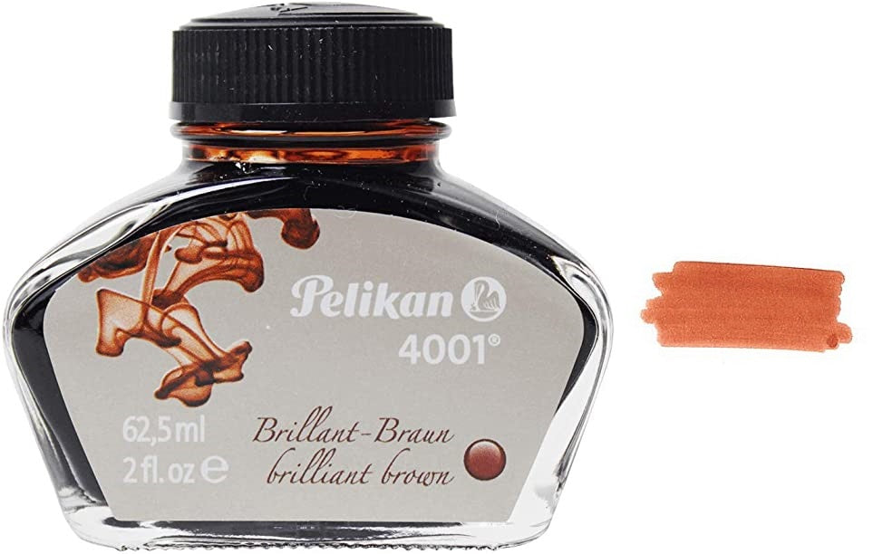 Pelikan 4001 Fountain Pen Ink Bottle, 30ml, Brilliant Brown – Pen Savings