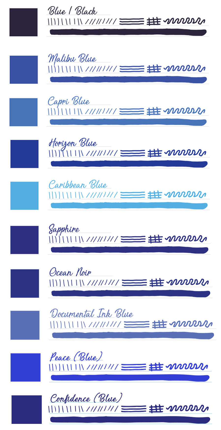Monteverde Fountain Pen Ink Set, Bloo Collection, 10 Piece Set