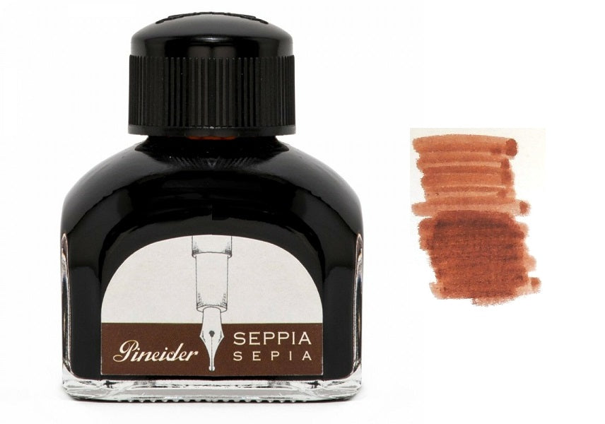 Pineider Fountain Pen Ink Bottle, 75ml Glass Bottle, Sepia