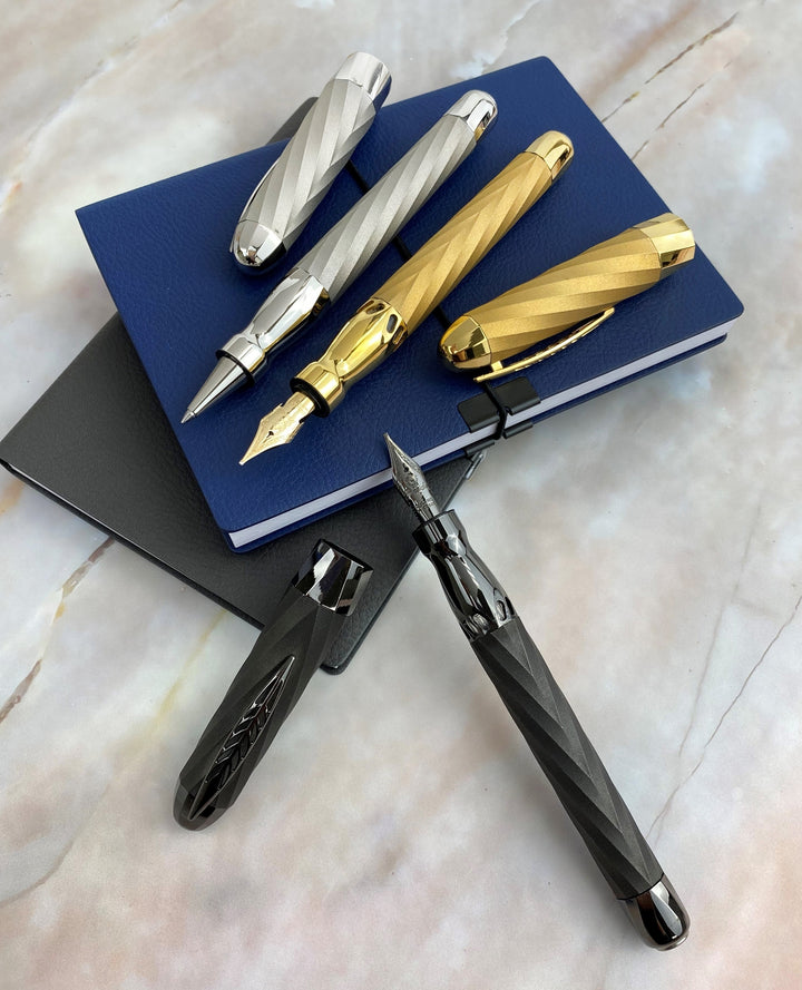 Pineider Matrix Jewelers Limited Edition Sterling Silver Fountain Pen, Palladium Plated