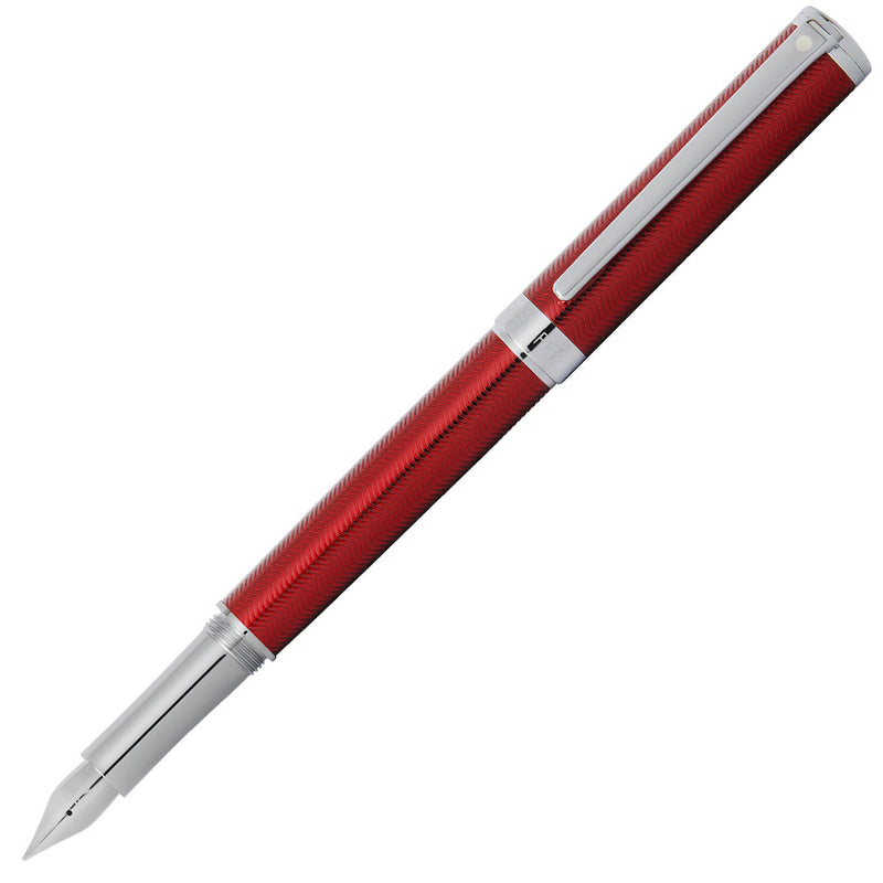 Sheaffer Intensity Fountain Pen & Ink Set, Herringbone Red, Medium Nib