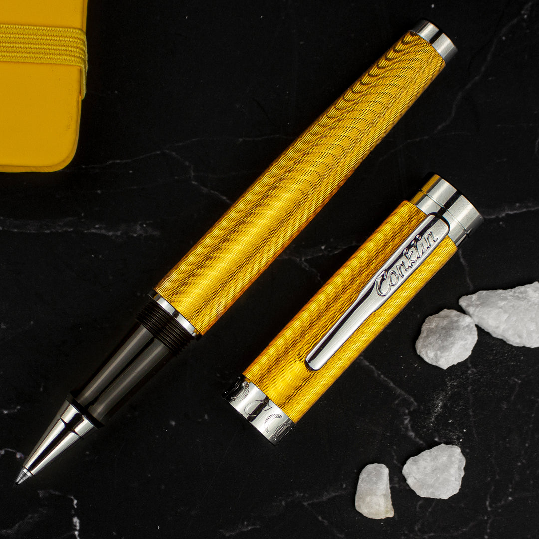 Conklin Herringbone Signature Rollerball Pen, Yellow