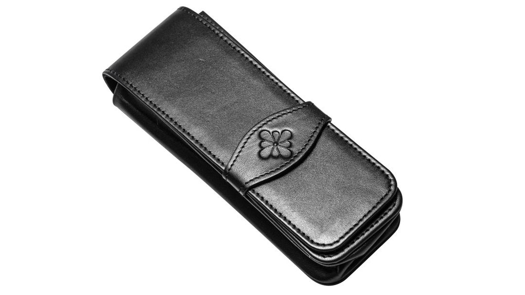 Diplomat Black Leather Pen Case, Hold 4 Pens