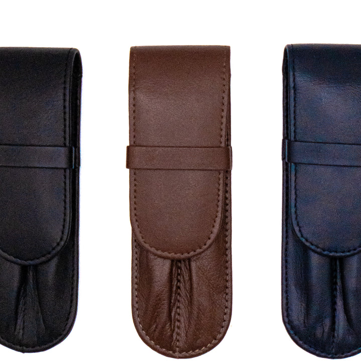 Double Genuine Leather Pen Case