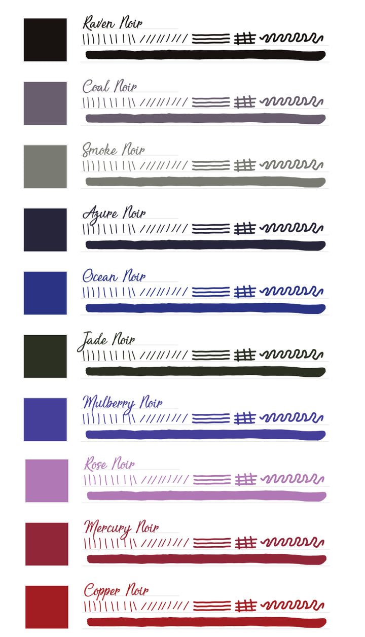 Monteverde Fountain Pen Ink Set, Noir Collection, 10 Piece Set