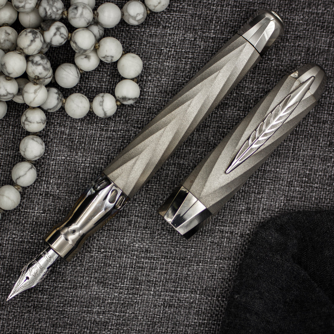 Pineider Matrix Jewelers Limited Edition Sterling Silver Fountain Pen, Palladium Plated