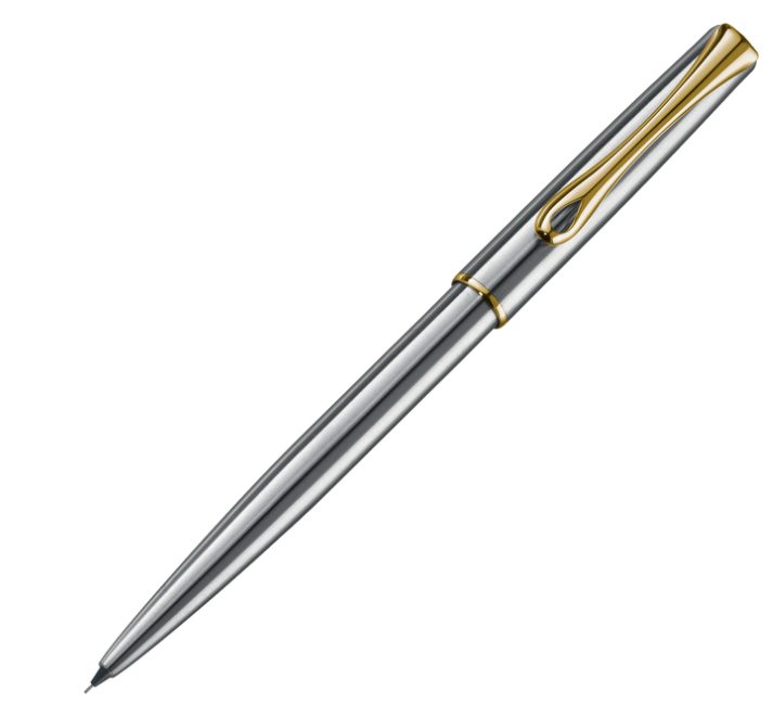 diplomat-traveller-mechanical-pencil-stainless-steel-gold-trim-pensavings