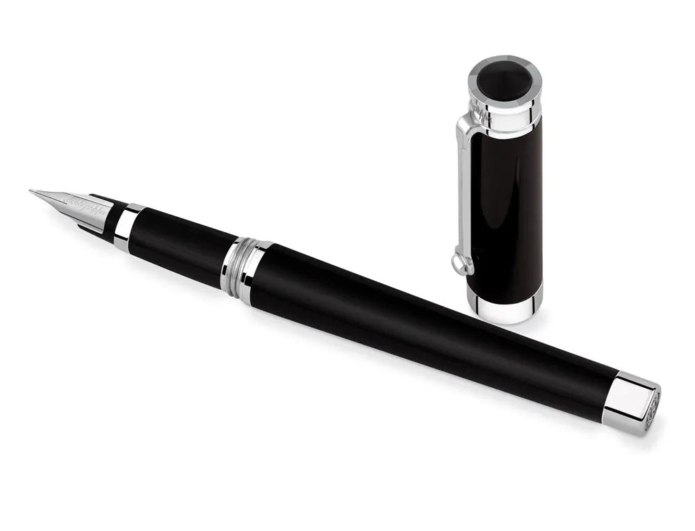 Montegrappa Parola Fountain Pen, Black & Chrome, Medium Nib