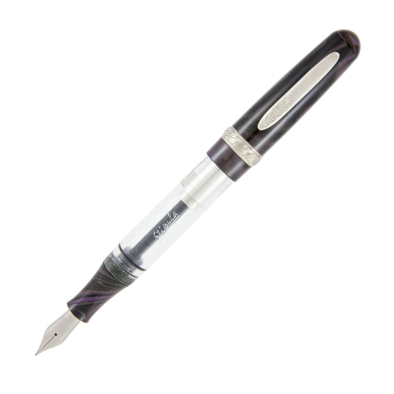 Stipula Etruria Rainbow Ebonite Purple Fountain Pen, Titanium T-Flex Nib