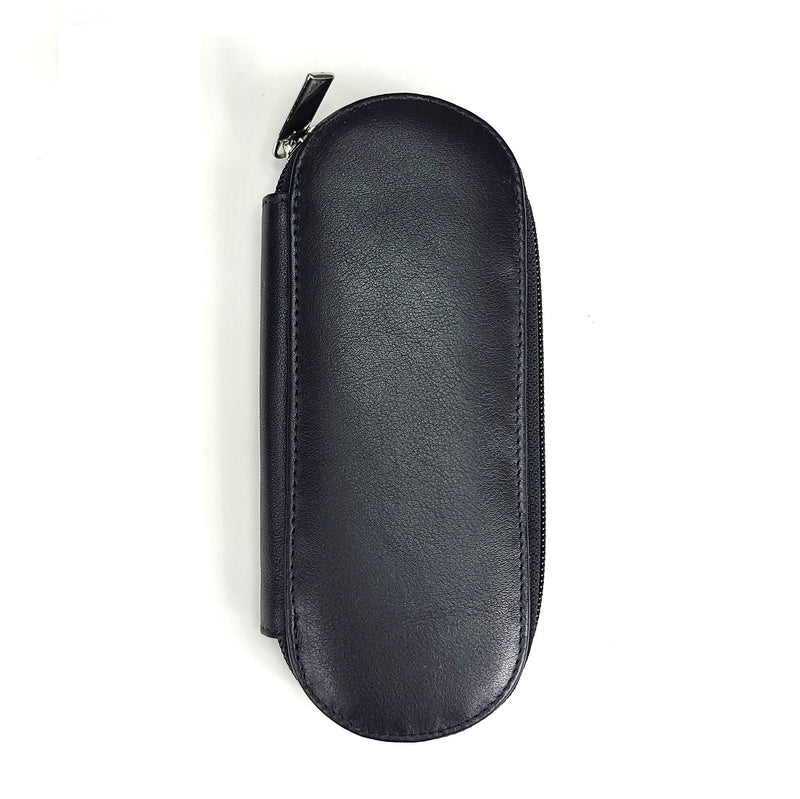 Girologio Black Leather Double Zippered Pen Cas