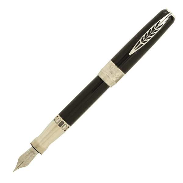 Pineider La Grande Bellezza Rocco Fountain Pen, Black/Palladium Trim