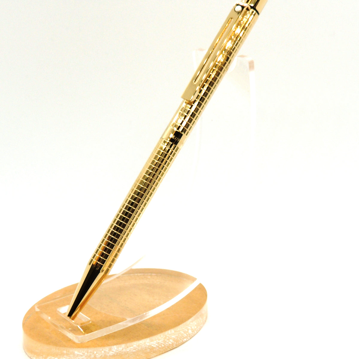 Sheaffer Targa Ballpoint Pen, Cross Grid Gold Plate, USA Made, No Box