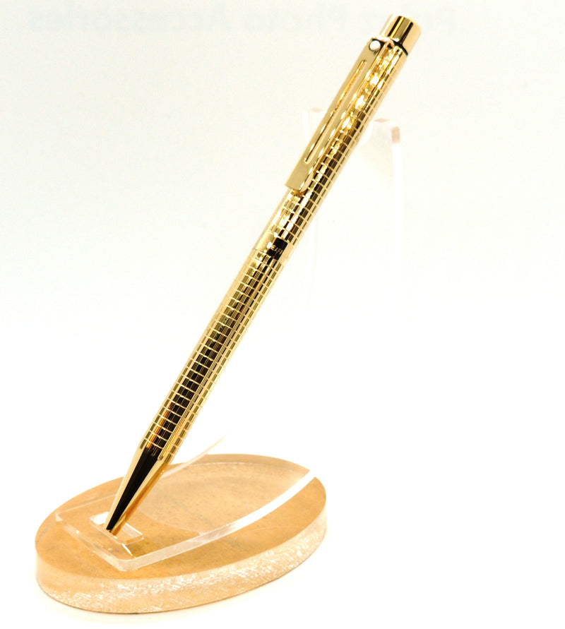 Sheaffer Targa Ballpoint Pen, Cross Grid Gold Plate, USA Made, No Box
