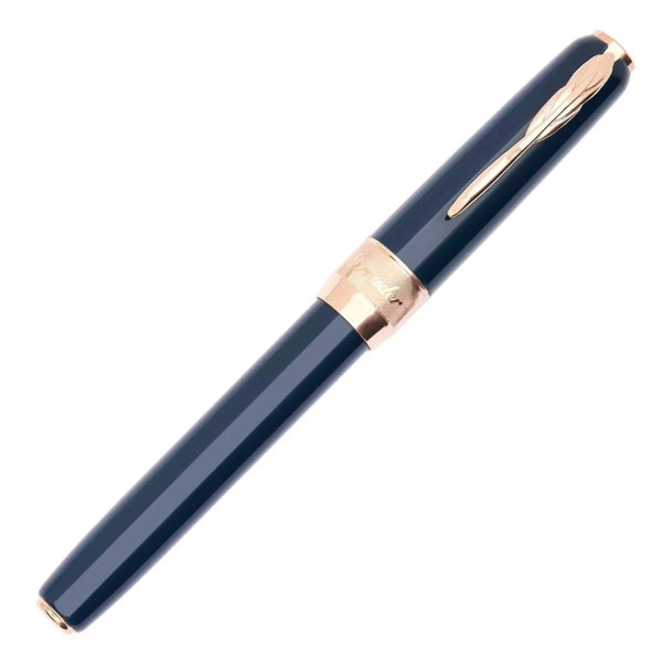 Pineider Classic Fountain Pen, Peacock Blue & Rose Gold