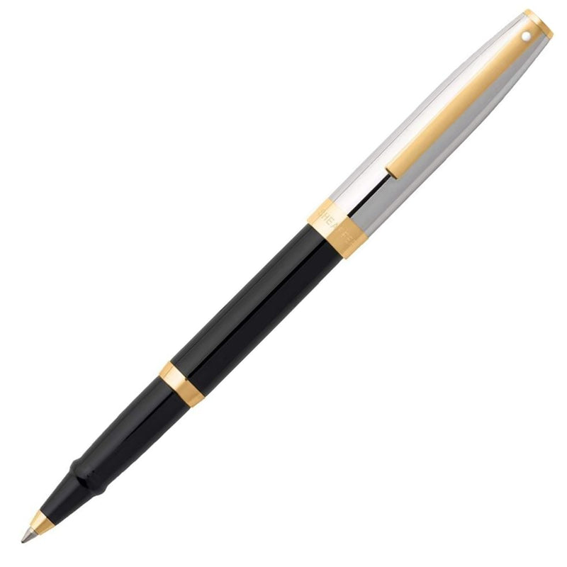 Sheaffer Sagaris Rollerball Pen, Black, Chrome & Gold, No Box