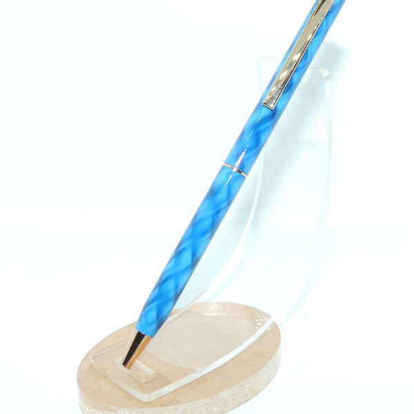 Sheaffer Fashion Ballpoint Pen, Tartan Blue, USA Made, No Box