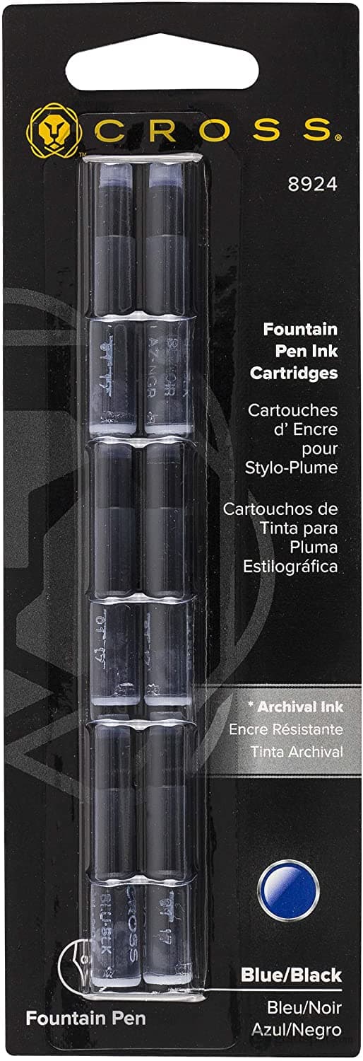 Cross Fountain Pen Ink Cartridge, 6 Pack, Blue/Black, 
