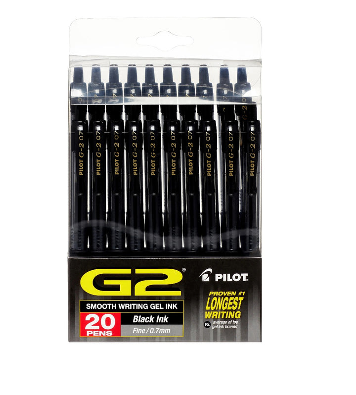 Pilot G2 Gel Rollerball Pens, Fine Point 0.7mm, 20-Pack