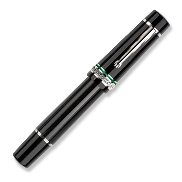 Delta Magnifica Oversized Fountain Pen, Black Lacquer & Green