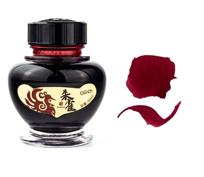 Ostrich Iron Gall Fountain Pen Ink Bottle, Rosefinch, Red
