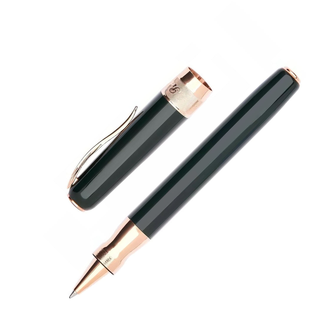 Pineider Classic Rollerball Pen, Green & Rose Gold