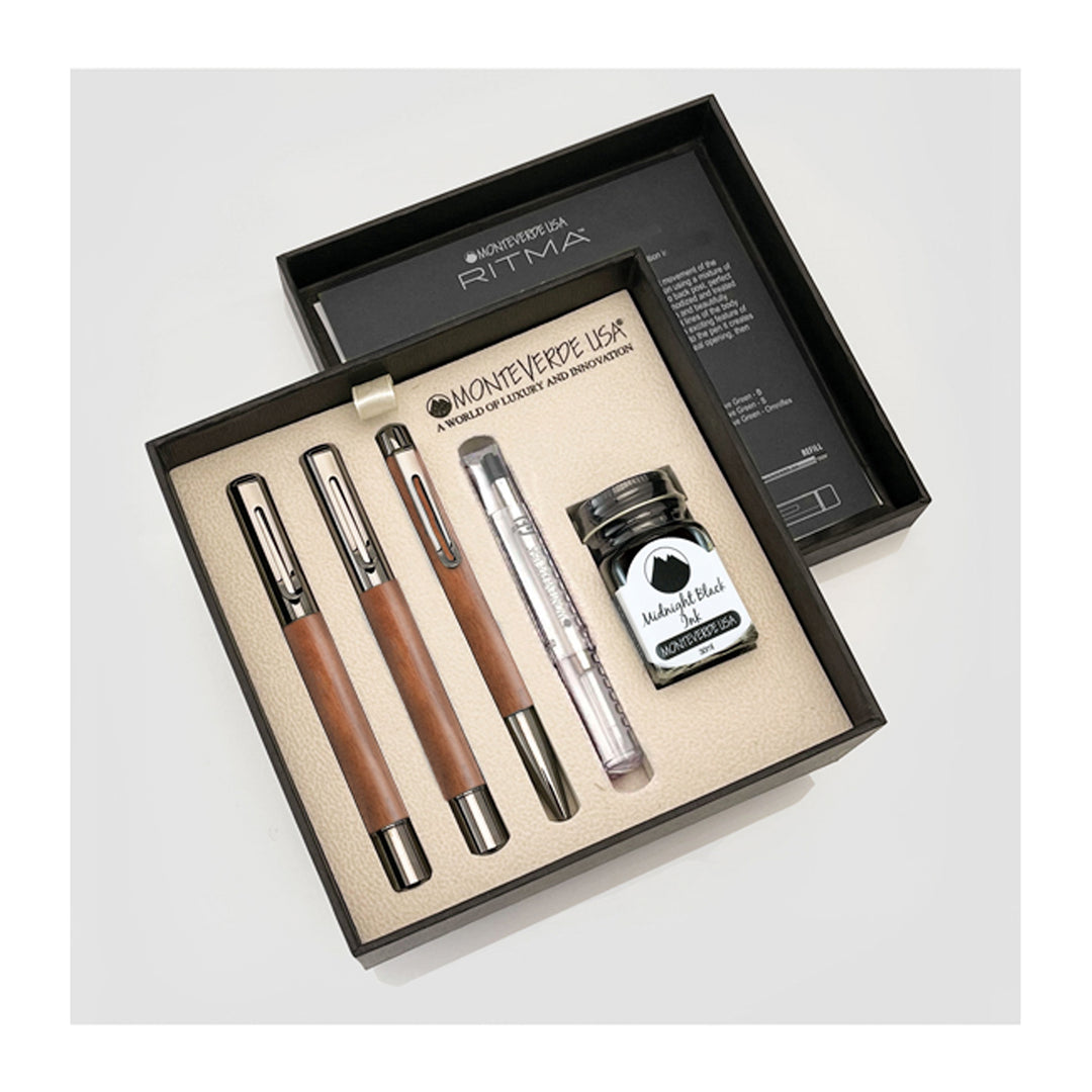 Monteverde Ritma 3+2 Piece Gift Set, Walnut