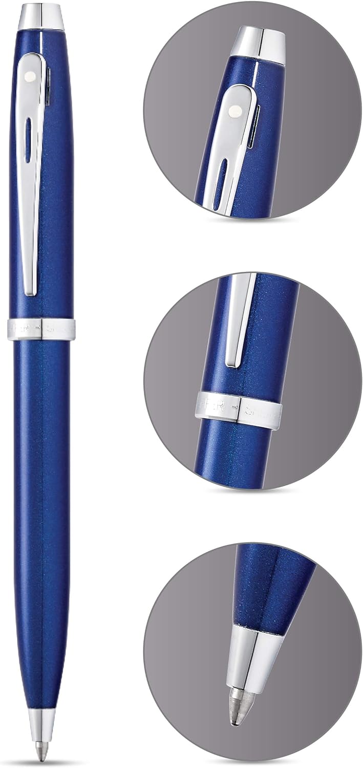 Sheaffer 100 Ballpoint Pen, Blue & Chrome, No Box