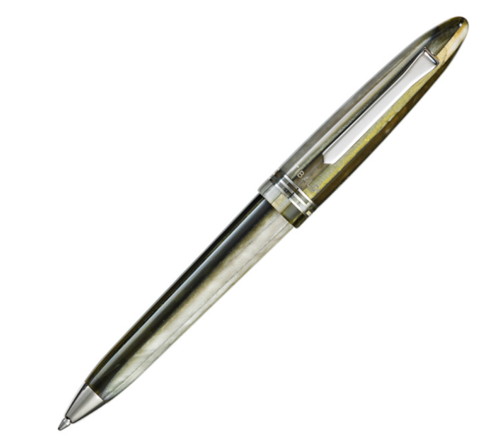 Tibaldi Bononia Martini Olive Resin Ballpoint Pen, Palladium Trim