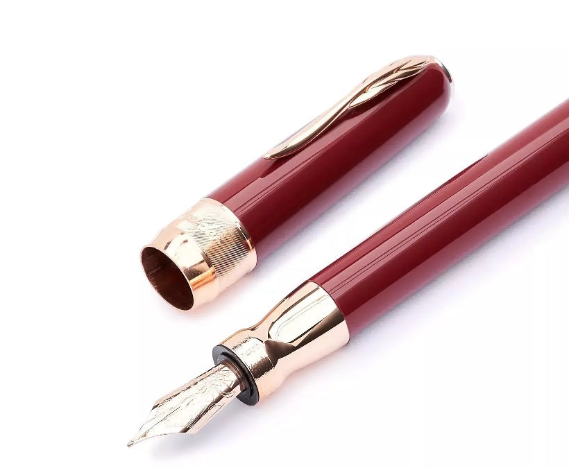 Pineider Classic Fountain Pen, Red & Rose Gold