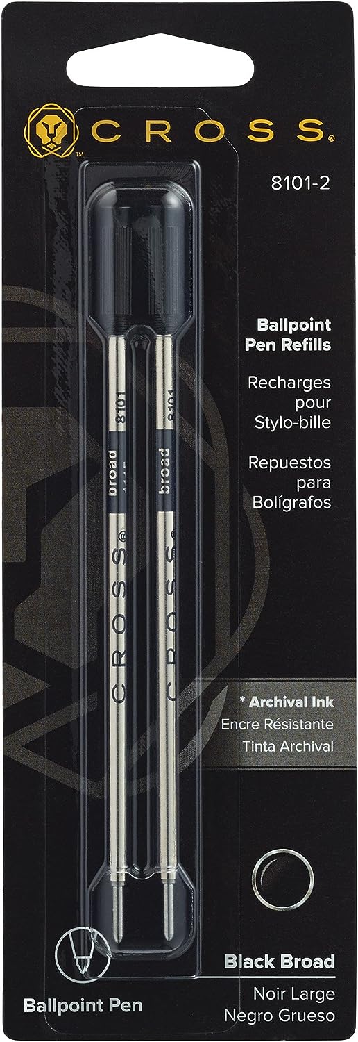 Cross Ballpoint Pen Refills, Black Bold, 