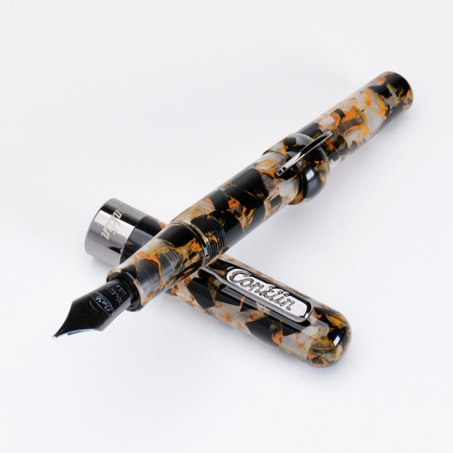 Conklin Mark Twain Crescent Filler Fountain Pen, Orange Medley & Gunmetal