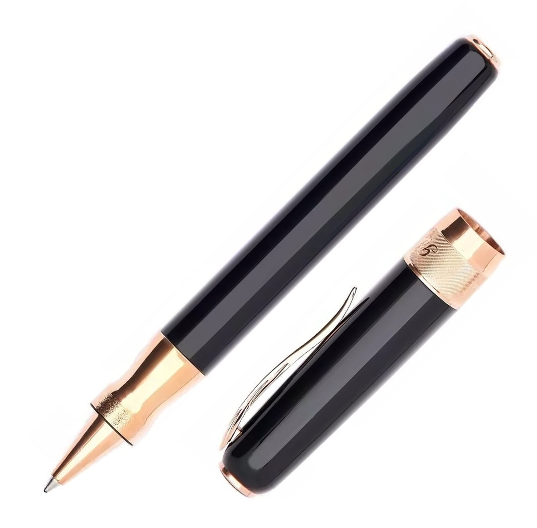 Pineider Classic Rollerball Pen, Black & Rose Gold