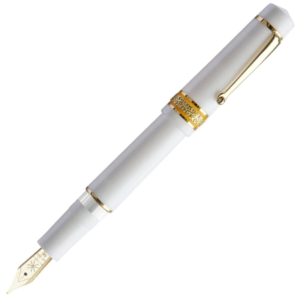 Maiora Mytho K Dama Fountain Pen 14K Nib, Polished White & Gold