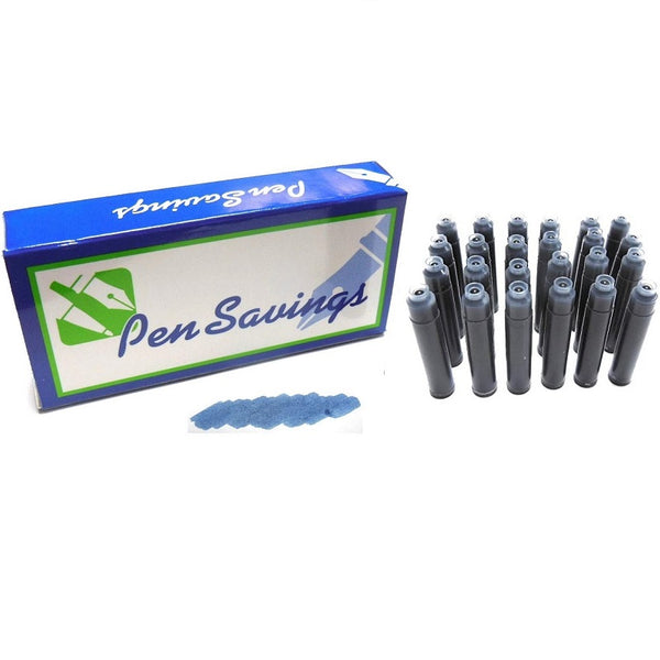 24 Standard International Short Fountain Pen Ink Cartridges, Navy Blue
