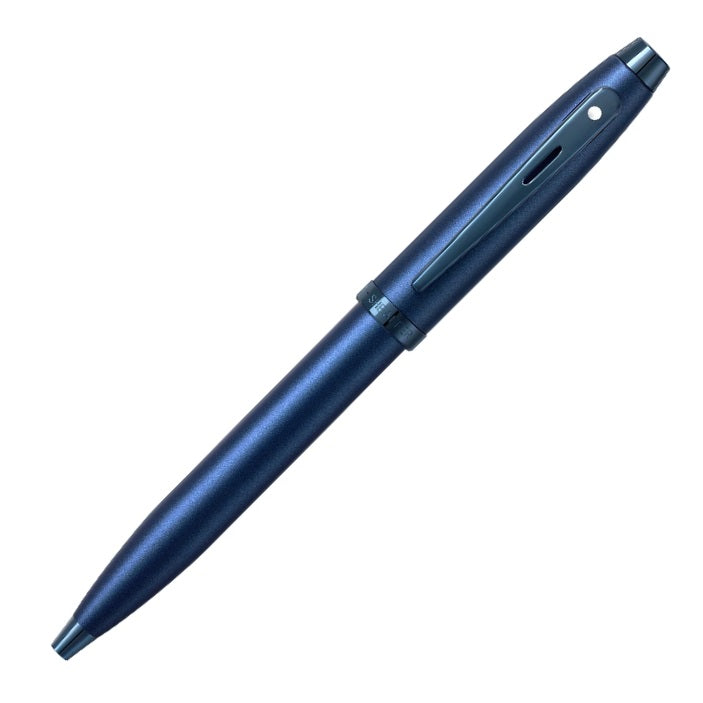 Sheaffer 100 Ballpoint Pen, Satin Blue w/ PVD Blue Trim
