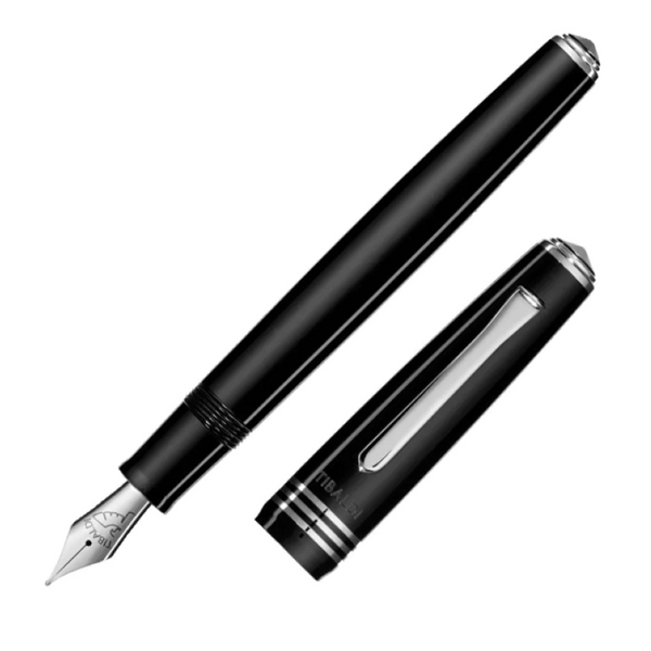 Tibaldi N60 Rich Black Resin Fountain Pen, Palladium Trim