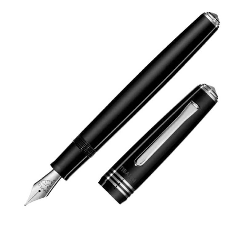 Tibaldi N60 Rich Black Resin Fountain Pen, Palladium Trim