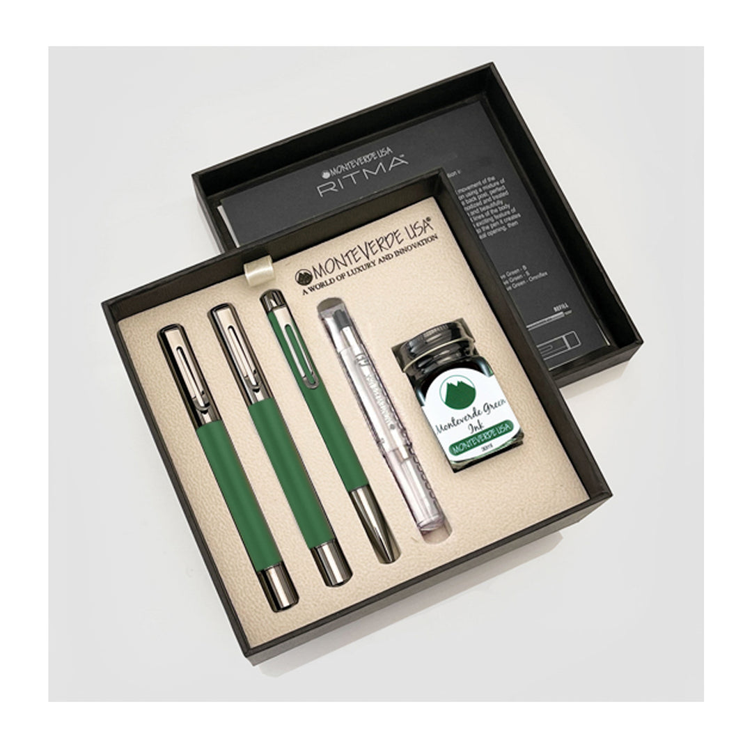 Monteverde Ritma 3+2 Piece Gift Set, Anodized Green