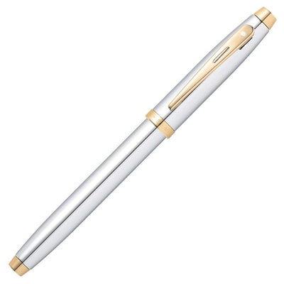 Sheaffer 100 Fountain Pen, Polished Chrome & Gold, Medium Nib