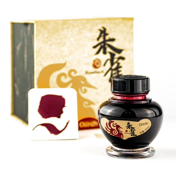 Ostrich Iron Gall Fountain Pen Ink Bottle, Rosefinch, Red