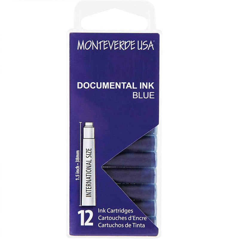 Monteverde International Standard Fountain Pen Ink Cartridges, Documental Blue