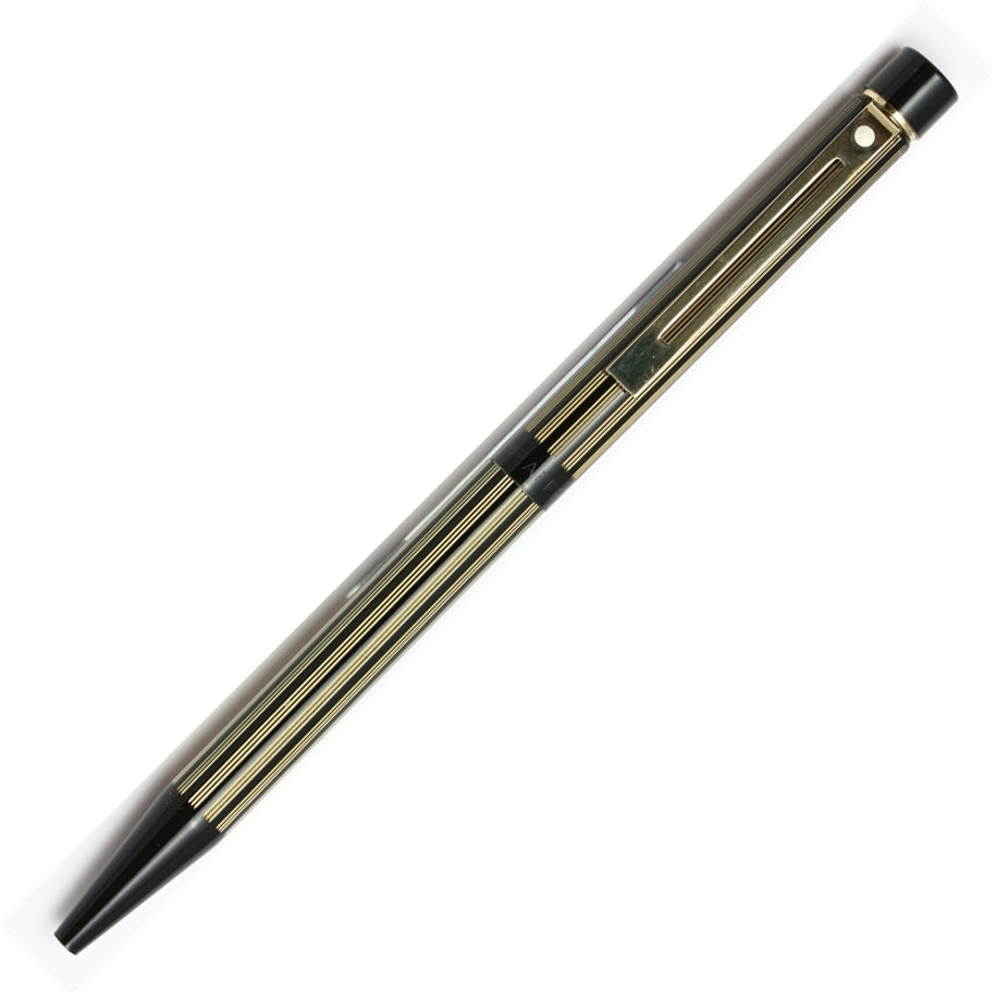 Sheaffer Targa Mechanical Pencil, Regency Striped Matte Black & Gold, USA Made, No Box