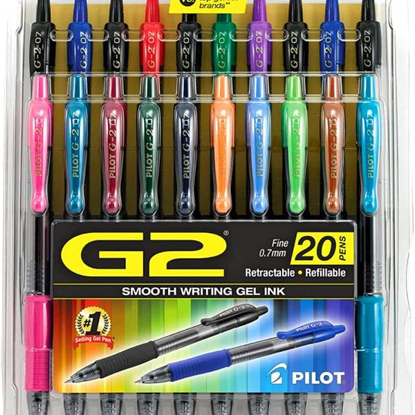 Pilot G2 Gel Rollerball Pens, Fine Point 0.7mm, 20-Pack
