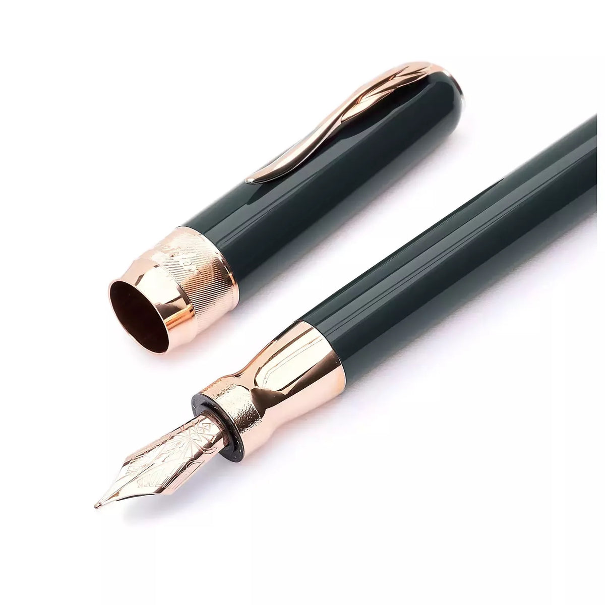 Pineider Classic Fountain Pen, Green & Rose Gold