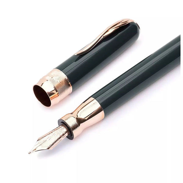Pineider Classic Fountain Pen, Green & Rose Gold